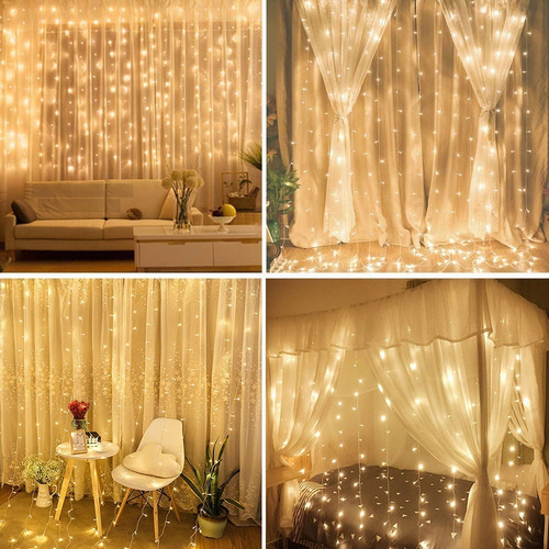 Imagen 4 de 8 de Cortinas Serie Luces 300 Led Decorativas Usb 8 Modos 3x3m