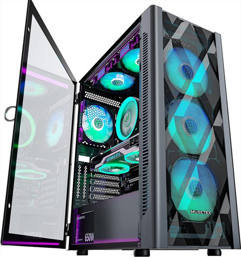 Musetex Atx Mid-tower + 6 Ventiladores Rgb X 120mm