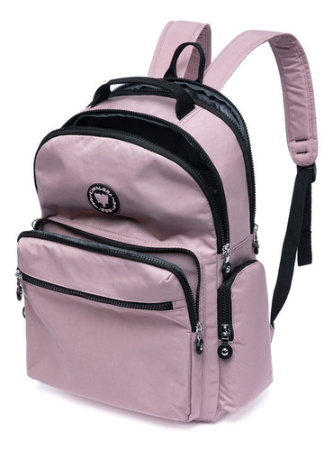 Mochila Feminina Cavalera Escolar Casual Cor Rosa Desenho Do Tecido Liso