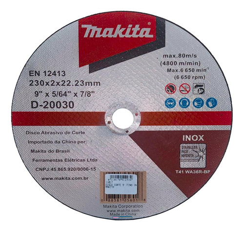 Disco Aco Inox Makita 9 X5/64 X7/8  - D-20030 - Fino 2,0mm