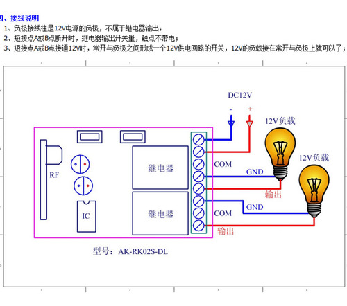 2 Canais Dc12v 10a 433 Mhz Rf Sem Fio Receptor Interruptor