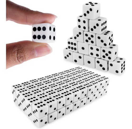 Imagen 2 de 2 de Juego 100 Dados Blancos 11mm Esquina Redonda 6 Caras