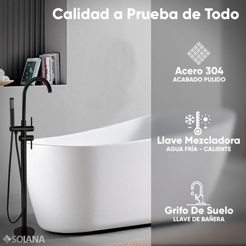Solana Kit Bañera Ovalada De Acrílico Solido 180x90 Cm Con Desnivel con Grifo Independiente Tipo Cuello Cisne Negro Kit de Lujo Bañera Acrílico De Alto Brillo y Grifo de Acero Para Cuarto de Baño