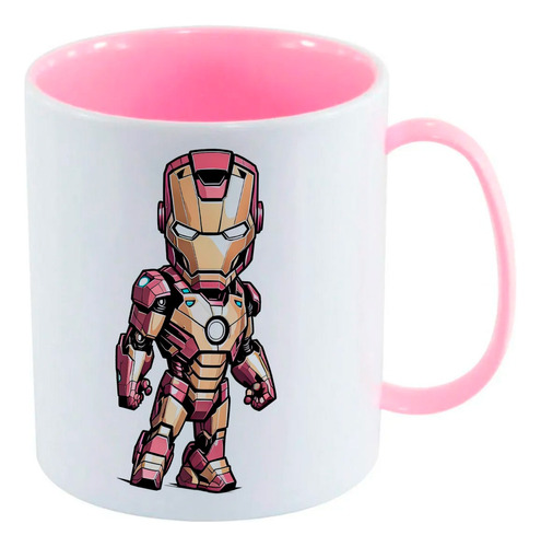 Caneca Infantil Rosa Bb Homem De Ferro Arte Fofinho