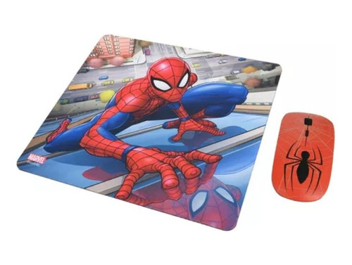 Kit Spiderman Mouse + Pad Mouse Inalámbrico Rojo; Electrotom