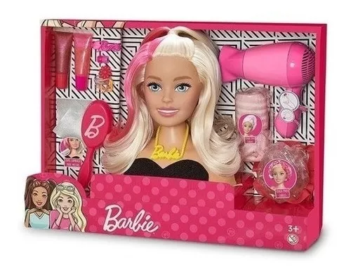 Kit Infantil Boneca Barbie Styling Hair C/ Cartela Maquiagem no Shoptime