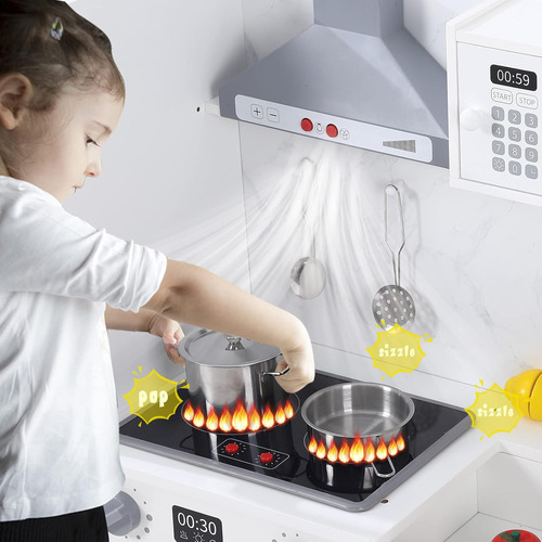Juego De Cocina De Madera Gris, Juego De Cocina Con Accesori