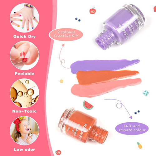 Wakaniya Juego De Esmaltes De Uñas Infantiles Para Niñas, Ki