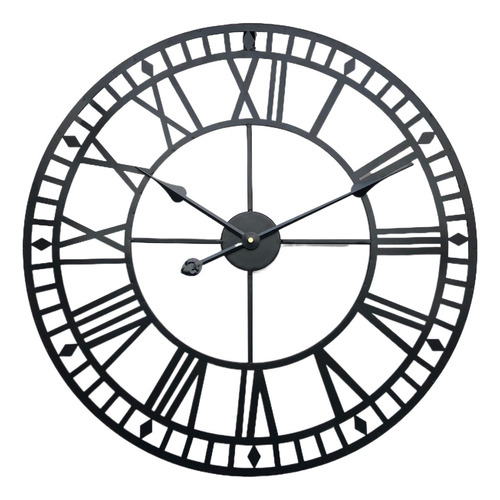 A*gift Reloj De Pared Romano Redondo De Hierro Negro.