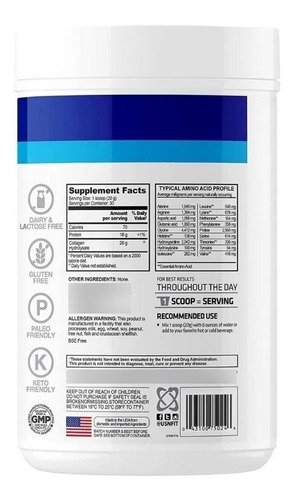 Imagen 2 de 4 de Collagen Peptides Usn 600 Grs + Envio Gratis