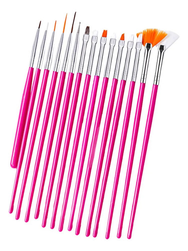Juego De Pinceles Pintar A Mano Para Nail Art De 15 Piezas