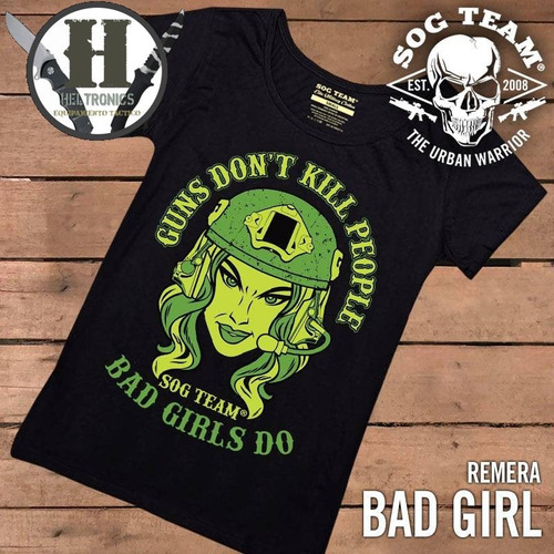 Remera Tactica Sog Team Bad Girl Todos Los Talles Mujeres