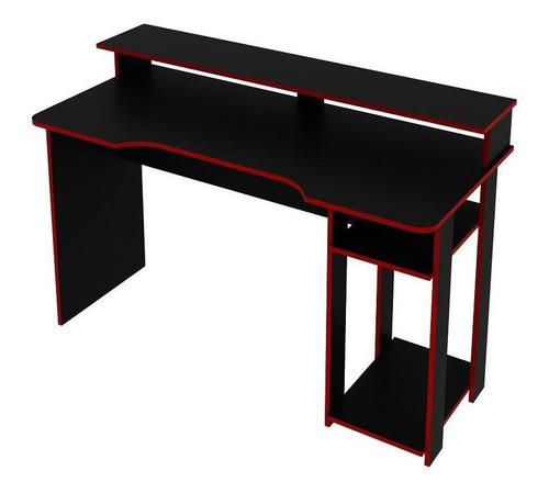 Escritorio ideal para 2 monitores para jugadores, negro/rojo Me4153, color negro