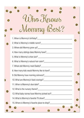 Who Knows Mommy Best Baby Shower Game - 24 Count - (faux Gol