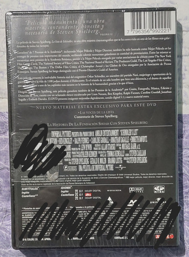 La Lista De Schindler - Dvd / Original / Nuevo / Cerrado