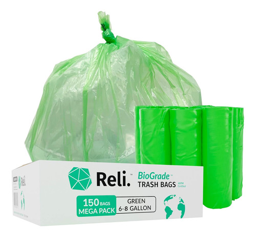 Reli. Bolsas De Basura Biodegradables De 6-8 Galones | 150 U