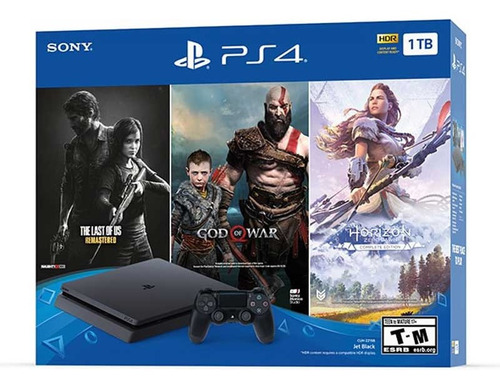 Sony Playstation 4 Slim 1tb Mega Pack: The Last Of Us Preto Onyx