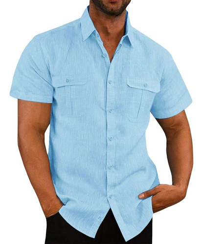 Camisa De Manga Corta Para Hombre, Estilo Guayabera