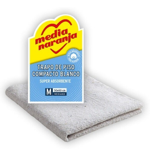 Imagen 1 de 1 de Trapo Piso Algodón Compacto Blanco Super Absorbente 50x60 Cm