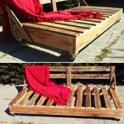 Imagen 5 de 6 de Cama Sillón Sofa Pallet Madera ( Rustica Lijada Y Pintada)