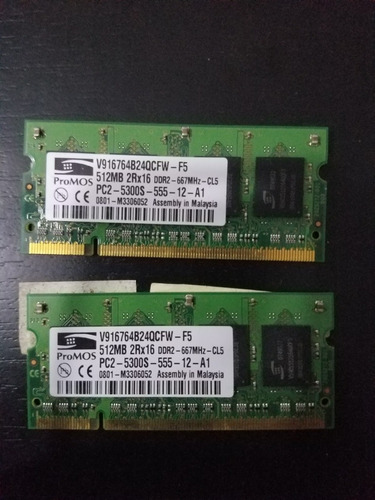 Memoria Para Notebook 512 Mb Ddr2 667 Mhz X 2
