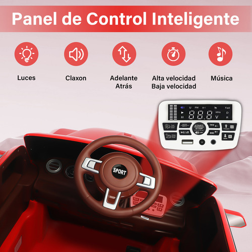 HONEY WHALE Carro Electrico P/ Niños Montable Con Control Remoto Hw 8110 Autonomía de 70 Minutos Velocidad Máxima 5 KM/H Color Rojo Honeywhale