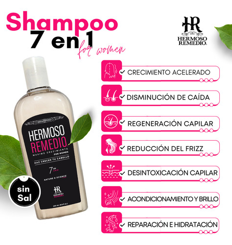 12 Shampoo Crecimiento Anti Caída Reparador Frizz Mujer 7en1