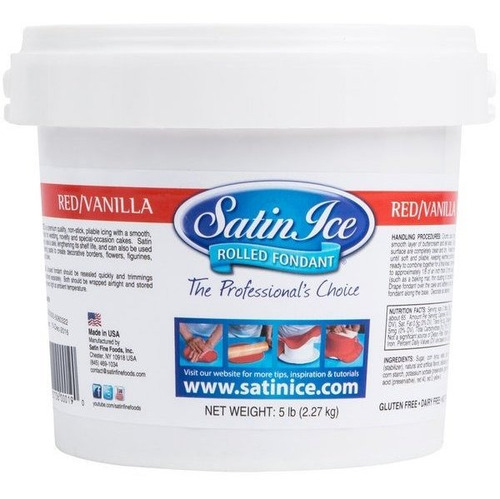 Satin Ice Fondant Rojo/vainilla  2.27kg Importado