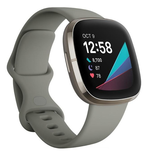 Smartwatch Fitbit Sense 1.59" caja de  aluminio anodizado  silver stainless steel, malla  sage grey de  elastómero y aluminio anodizado FB512