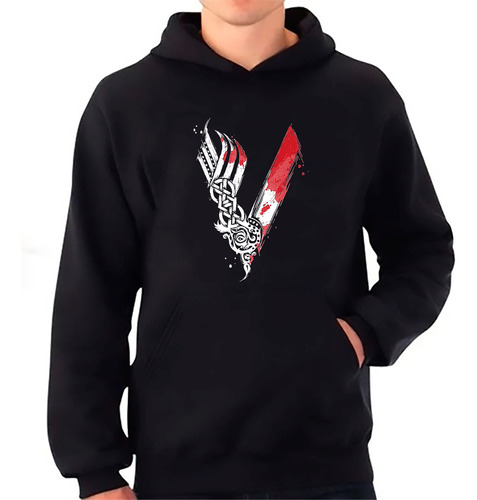 Buzo Hoodie Canguro Vikingos Premium Friza