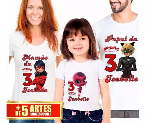 Camiseta Infantil Estampa Ladybug Miraculous Tam 4 a 10