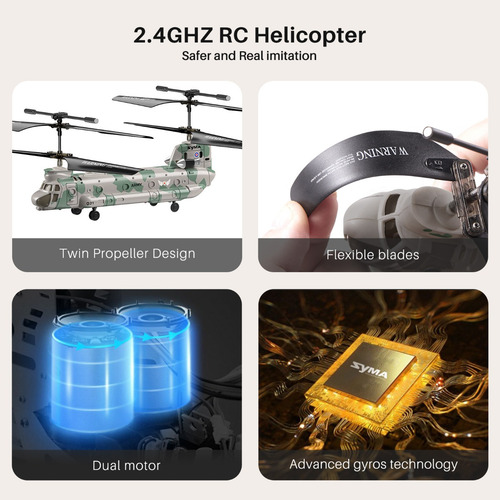 Helicóptero De Control Remoto Syma Q21 Camuflaje Chinook Ch-