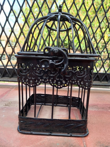 Imagen 8 de 8 de Jaula Decorativa Cuadrada Pajaro Negro Vintage