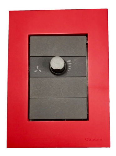 Llave Dimmer Ventilador Techo Gris Tapa Roja Bauhaus Cambre