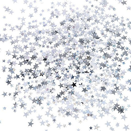 Glitter Confetti Estrellas Plateadas 10 Y 6mm - 60gr