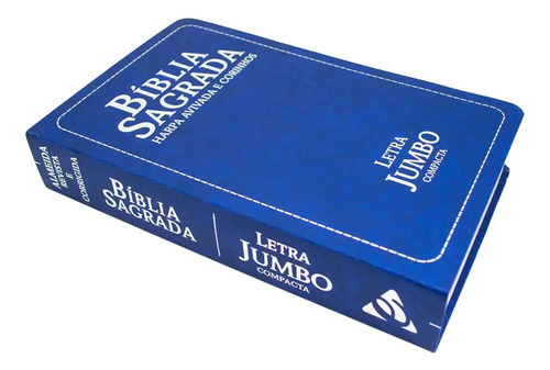 Bíblia Rc Letra Jumbo Compacta Com Harpa Avivada E Corinhos Luxo Semiflexível Azul