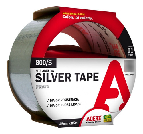 Fita Silver Tape Adere Prata 800s - 45mm X 5m