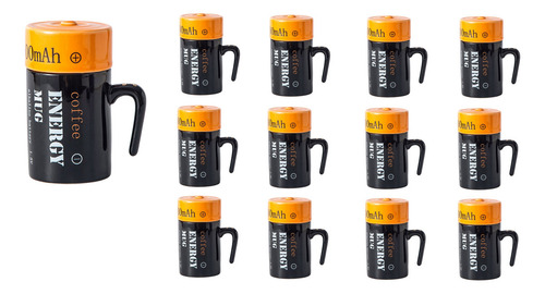 12 Tazas De Cerámica En Forma De Pila Aa Color Negro