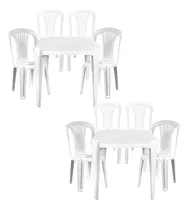 Comprar Conjunto sala de jantar Jr Plasticos Monobloco Bistrô Reforçada Bar Quadrada com 8 cadeiras mesa de  70cm comprimento máximo x 70cm de largura x 70cm de altura - Branco