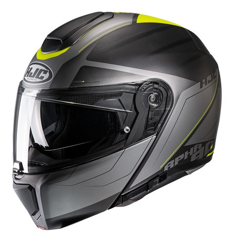 Capacete Moto Hjc Rpha 90s Robocop Com Óculos Solar Cor Preto/Cinza/Verde Tamanho do capacete 59
