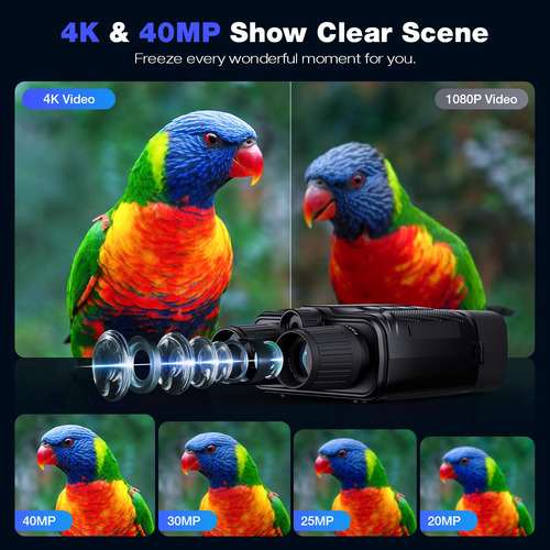 Óculos De Visão Noturna Loatos 4k Com Bateria Recarregável D