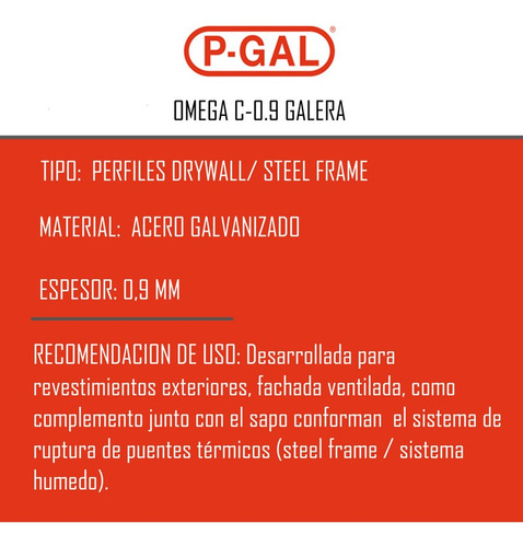 Perfil Omega Galera 3mts Revestimientos Y Tabiques P-gal
