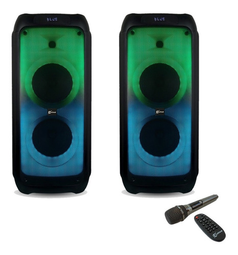 Set X2 Parlantes Fiesta Bluetooth Karaoke Rgb Mic 30w Xinua