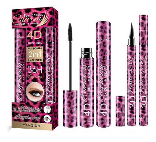 Conjunto De Rímel E Delineador De Olhos De Fibra De Seda 4d,