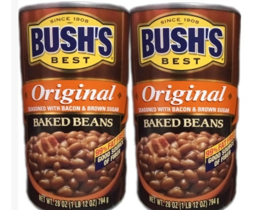 2x Bush's Best Original Baked Beans Lata Frijoles Con Tocino