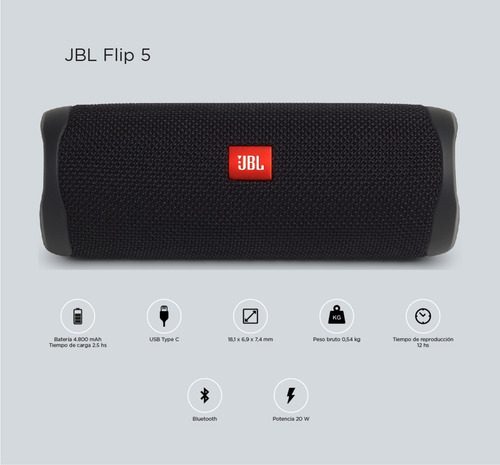Imagen 9 de 10 de Parlante JBL Flip 5 JBLFLIP5BLUAM portátil con bluetooth waterproof black matte