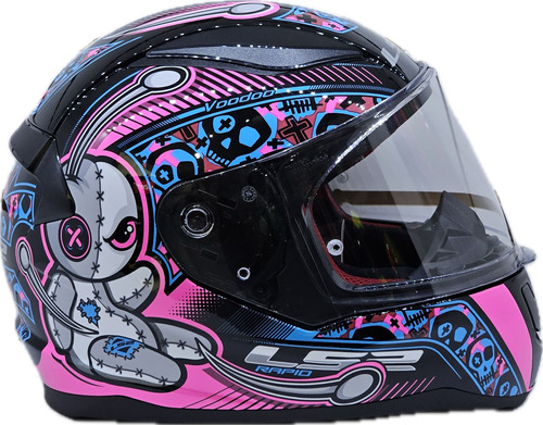 Casco Ls2 Ff353 Voodoo Niño Negro Fucsia 