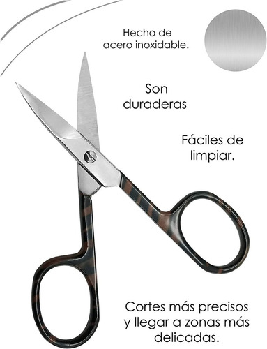 Tijera Para Ceja / Bello Facial Curva De Acero Inoxidable