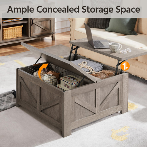 Yaheetech Mesa Auxiliar Elevable Mesa De Centro Cuadrada De
