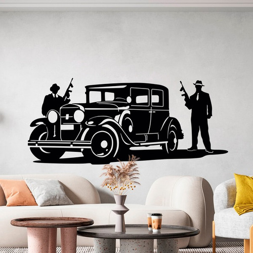 Vinilo Para Pared - Gansters De Al Capone Y Cadillac